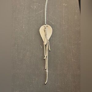 Silver Rhinestone Tassel Pendant Necklace - Women Jewelry